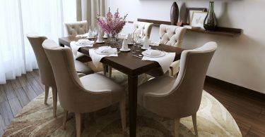 dining table and chairs in dining room