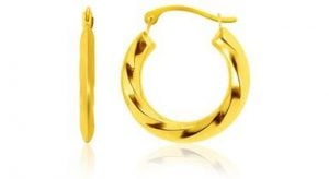 Gold Wavy Texture Hoop Earrings
