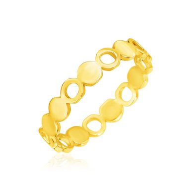 14k Yellow Gold Ring with Polished Circle Motifs (Size 7)