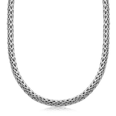 Oxidized Sterling Silver Wheat Style Chain Men's Necklace (22 Inch)