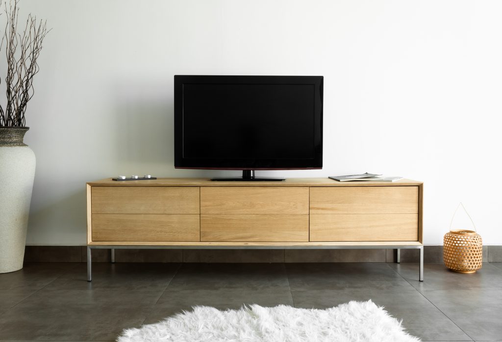 tv stand in a living room