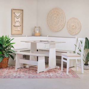 Copper Grove Middlecreek Farmhouse Breakfast Nook Dining Set - WhiteGrey