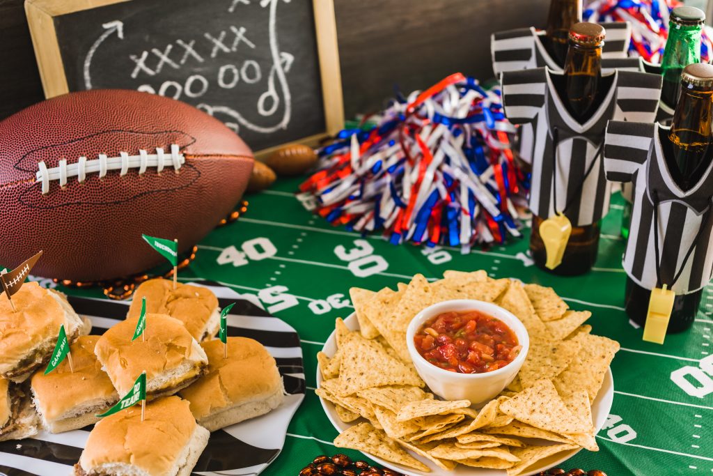 Game day football party food table